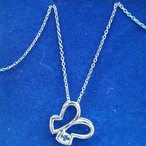 NEW Sterling Silver butterfly pendant w/sapphire